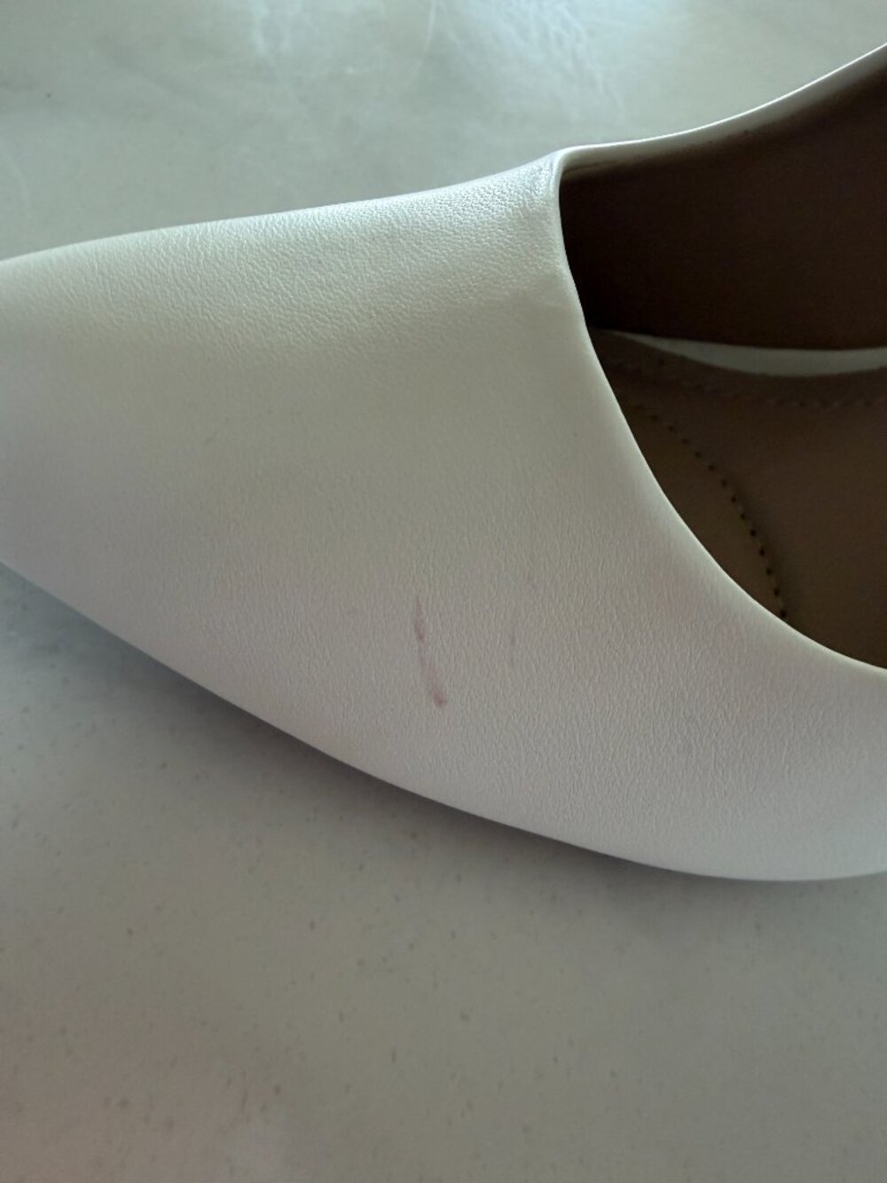 White Pointed Toe Stiletto Pumps Size 7.5 Faux Leather Classic Heels - Picture 8 of 12